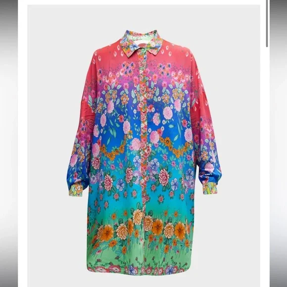 NEW Johnny Was Rainbow Midi Shirt Dress - Picture 9 of 15
